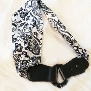 Cloth Wide Belt Paisley Animal Print Black Buckle